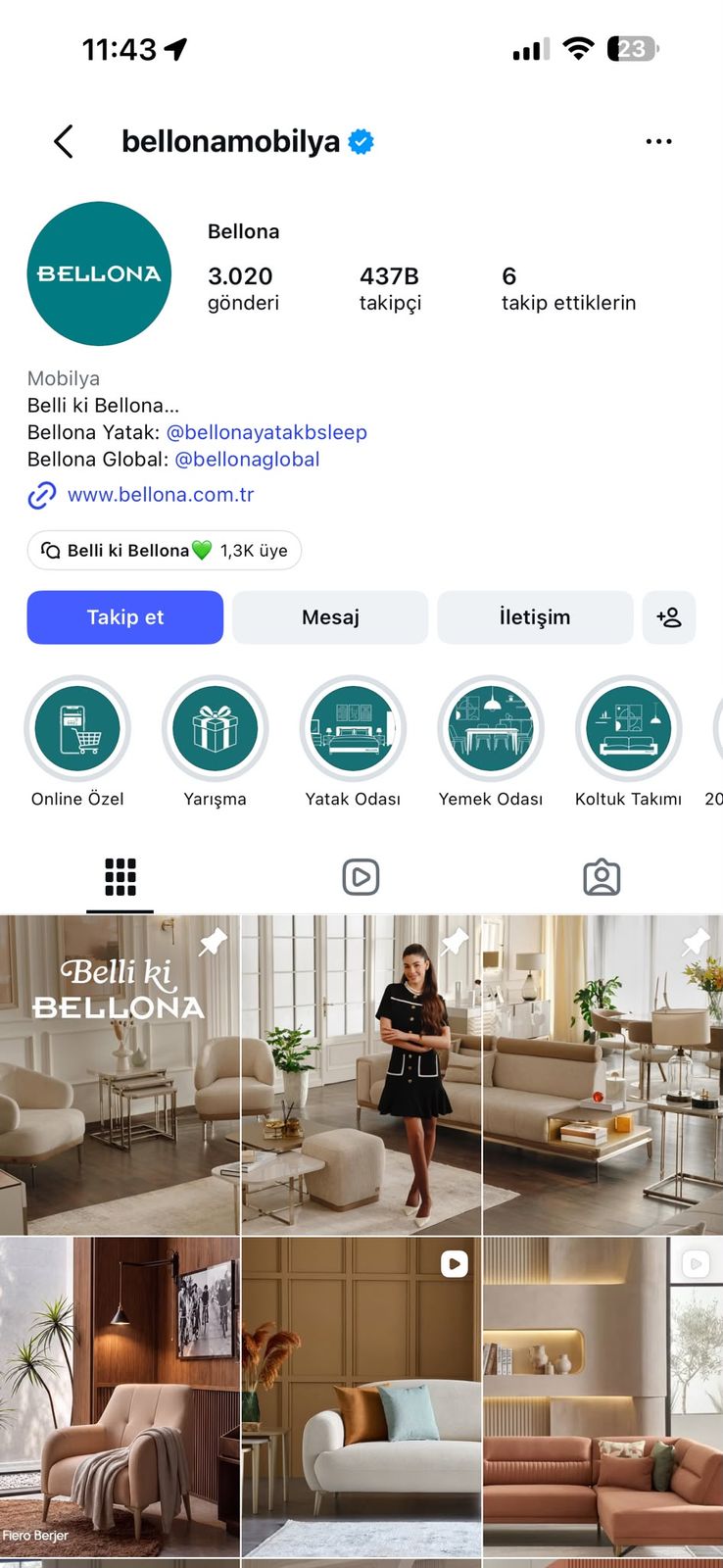 Instagram profil ekranı
